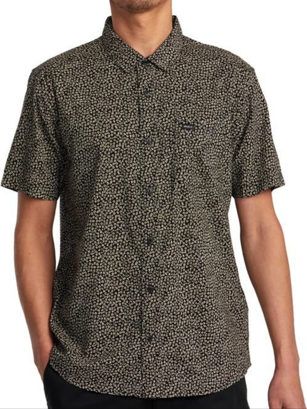 RVCA Morning Glory Black Short Sleeve Floral Button-Up